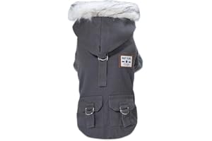 TRUDZ PET Izefia Ropa para Perros Abrigo Engrosado Sudaderas con Capucha Ropa de Trabajo Perro Uniforme Militar suéter del ejército Chaqueta de algodón para Perro pequeño Perro Mediano Gato (Gris,M)