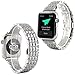 Produktbild lala Pink Apple Watch Armband 42 mm, Kristallrhinestone Diamant Edelstahl Uhrenarmband Bracelet Handgelenk Band Ersatz Metall Schließe für Apple Watch Series 3 Series 2 Series 1 Alle Modelle (Silber)