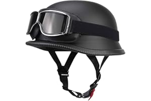 HHSDB Retro Deutsche Halbhelm Öffnen Motorradhelm Halboffenen Halbschalenhelm ECE Genehmigt Jethelm Offenem Helm Mit Brille Cruiser Chopper Helm Mopedhelme Geeignet Erwachsene MäNner Frauen