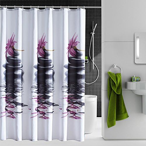 Fly Shower curtain, thickened polyester, waterproof mildew, warm, purple stone, bathroom partition curtain (180 * 200cm)