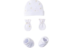 Amomí Set Regalo Recién Nacido/Conjunto bebé Primera Puesta/Gorro, Manoplas y Patucos con Caja de Regalo para recién Nacido Talla Unica