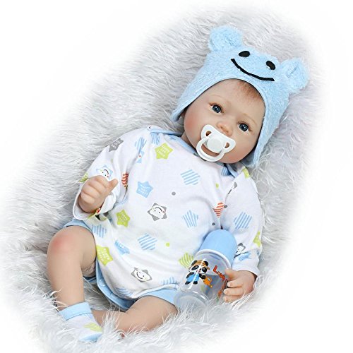 NPK Handmade Realistic Reborn Baby Dolls Vinyl Silicone Newborn Boy Doll with Free Magnet Pacifier Dummy