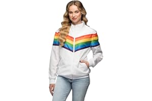 Boland - Giacca da Allenamento Vintage Rainbow, Costume da Donna in Stile retrò, Costume da Gruppo per Feste a Tema o Carnevale