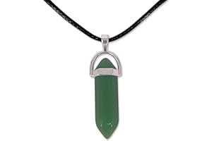 Cotigo - Ciondolo in pietra naturale a punta, include una catena di filo cerato nero da 45 cm, diverse pietre semipreziose