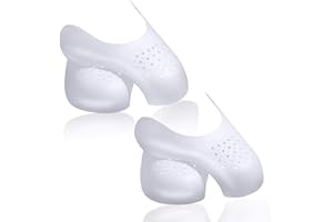 HGKOL 2 Pairs Sneaker Crease Protectors Shoe Creases Protector Against Toe Box Shoe Creases Anti Creases Guard for Air Force Shoes Toe Box Creases & Wrinkles Running Casual Shoes - White (l)