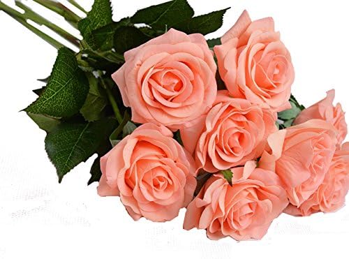 Haplain Real Touch 10Pcs Rose Bouquets Wedding Valentine's Day Birthday Party Christmas Decor