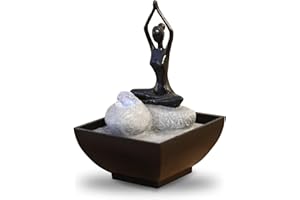 ZEN LIGHT zen' Light yoga2 fontanna z żywicy poliestrowej, czarna, 12 x 12 x 17 cm