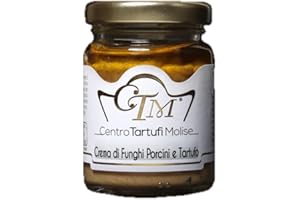 CENTRO TARTUFI MOLISE Crema di Tartufo e Funghi Porcini 180 Gr - Tartufo - Crema di Funghi Porcini "Boletus Edulis" e Pregiato Tartufo Nero "Tuber Aestivum" - 100% Made in Italy, Eccellenza Culinaria Italiana