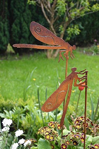 Gartenstecker Set Libelle 2 x 50cm Metall Rost Gartendeko Edelrost
