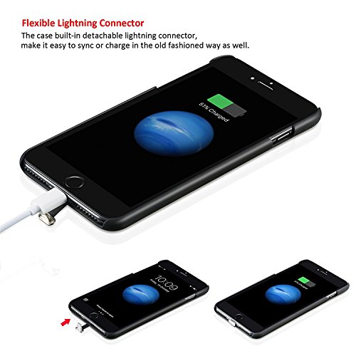 Antye Qi Wireless Charger Kit for iPhone 7 Plus (5.5 Inch), Including [Detachable Lightning Connector] Wireless Charging Receiver Case and [Sleep Friendly] Wireless Charger Pad (Black-Black)