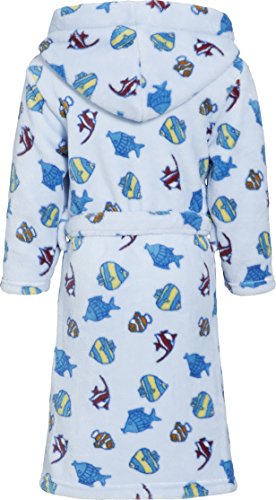 Playshoes Jungen Fleece-Bademantel Allover Fische Hellblau - 2