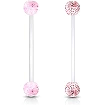 Piercing Ombelico In Bioflex Con Gemma Acquamarina - 14G X 25mm Per Gravidanza | Ipoallergenico