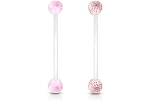 Lot 2 Piercings Nombril Grossesse GRAZIA Paillettes Bébé Maternité Longue Barre Acrylique Retainer Bioflex LOVEPIERCING