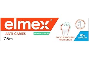 ELMEX - Dentifrice Elmex Anti-Caries Haleine Fraîche 0 % Colorants - Caries - Dents Sensibles, Gencives Douloureuses, Protection de l'Email - 75 ml