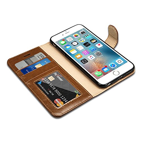 Labato Handytasche fÃ¼r iPhone 6 Plus/ 6s Plus SchutzhÃ¼lle aus Echt Leder Bookstyle HÃ¼lle fÃ¼r i Phone 6 Plus, ZubehÃ¶r fÃ¼r iPhone6 Plus Smartphone, braun, Lbt-I6U-05Z20