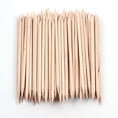 Hrhyme 50 Pcs 4.5" Orange Wood Sticks Nail Art Cuticle Pusher Remover