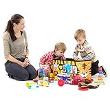 Relaxdays Faltbare Spielzeugkiste Tiger HBT 32 x 48 x 32 cm stabiler Kinder Sitzhocker als Spielzeugbox aus Kunstleder mit Stauraum ca. 37 l und Deckel zum Abnehmen für Kinderzimmer, Safari Bus - 2