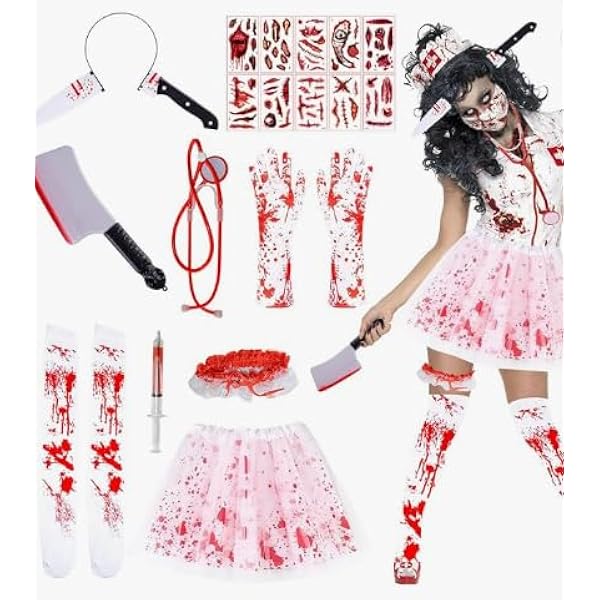 Déguisement Zombie Halloween Tablier Sanglant Halloween Avec Couteau