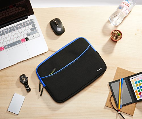 Evecase 13,3 Zoll Schutzhülle, Ultra-dünn, gepolstert, kompakt, Neopren Hülle mit Accessoirefach für Ultrabooks / Tablets / Laptop / Notebook / Chromebook – schwarz / blau - 5
