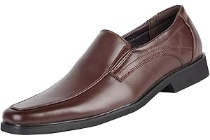 ENDORADORE Mens Formal Shoes Dress Loafers Slip-on Driving Shoes Square Toe Brogues Wedding Office Business Casual Loafer for Men