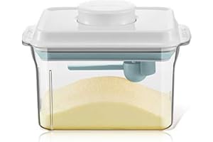 FCQLFYF Airtight Milk Powder Dispenser, Portable Milk Powder Box, Milk Powder Container with Spoon, One-Handed Operation, Removable, for Storing Baby Milk Powder, Fruit and Food (1700 ml)