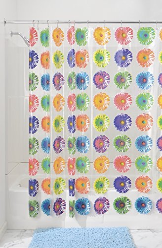 mDesign Daisy Bloom PVC-freier PEVA-Duschvorhang, 180 x 200 cm – Hell - 2