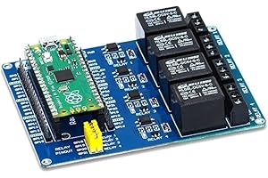 sb components Pi Pico Relay Board, Multi-purpose Optocoupler Relay Board for Raspberry Pi Pico, Control up to 4 Appliances