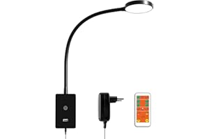 ENUOTEK Lámpara de Lectura de Pared, 4W Luz de Lectura con Cuello de Ganso, Regulable LED Lámpara de Pared para Cama, Lámpara de Lectura para Dormitorio con Puerto USB de 2A y Control Remoto