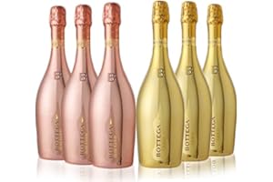 SAN JAMÓN Bottega Gold Prosecco Doc Vin Blanc Mousseux Brut NV and Bottega Rosé Gold Vin Mousseux Rosé Brut NV 75 cl - 6 bouteilles