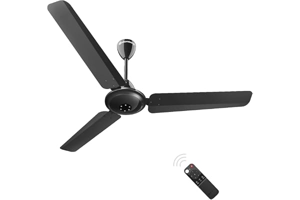 atomberg Efficio Alpha 1200mm BLDC Ceiling Fan with Remote Control BEE 5 star Rated Energy Efficient Ceiling Fan High Air Delivery with LED Indicators 2 Year Warranty (Gloss Black)