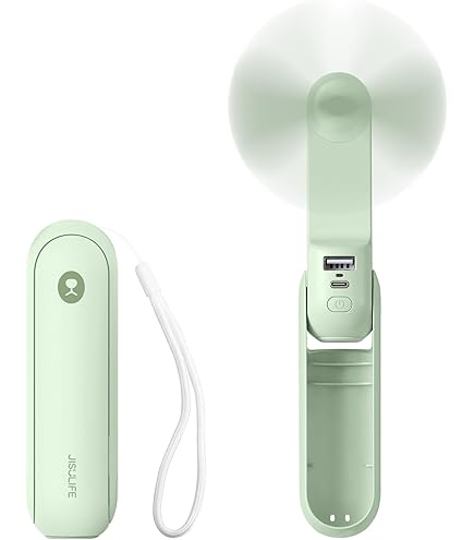 JISULIFE draagbare handventilator, 9000 mAh, max. 25 uur, 100