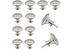 Hocansen 12 Pezzi Pomelli per Mobili 27mm Rotonde Maniglie Forma Di Fungo Pomello Mobile In Metal Pomelli Cassetti Vintage con Viti per Armadio,Guardaroba (Argento/27mm)