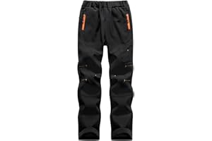 SEAUR Pantaloni softshell per bambini, imbottiti, invernali, caldi, da trekking, impermeabili, antivento, da neve, 115 – 175 cm