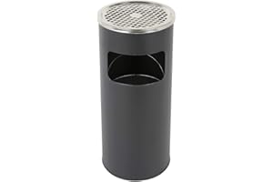 MAYMA Pattumiera con posacenere per esterno, posacenere su piedistallo in acciaio inox con pattumiera, pattumiera, posacenere, altezza 60 cm, interno ed esterno