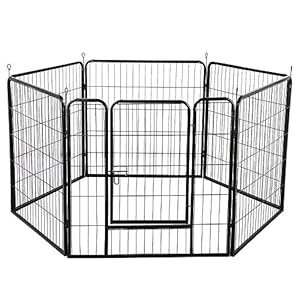 Yaheetech 6 Piezas Vallas para Perros Parque Jaula Mascota Corral Plegable Jaula Parque 80 X 80 cm