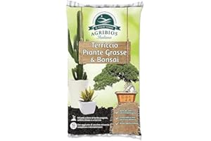AGRIBIOS TERRICCIO Piante GRASSE & Bonsai 10 LT Miscela con Torba Naturale Argilla pomice