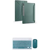 Samsung Galaxy Tab S11 Ultra SM-X930 Tablet Kılıfı, Bluetooth Klavye ve Mouse Set, Standlı (KOYU YEŞİL)