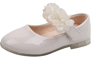 UnoSheng Mary Jane Prinzessin Schuhe MäDchen, Lackschuhe Elegante Blumen Kinderschuhe Weichen Sohle Rutschfest Tanzschuhe Kinder Schuhe Ballerinas Herbst Einzelne Schuhe Party Hochzeit Kleid Schuhe
