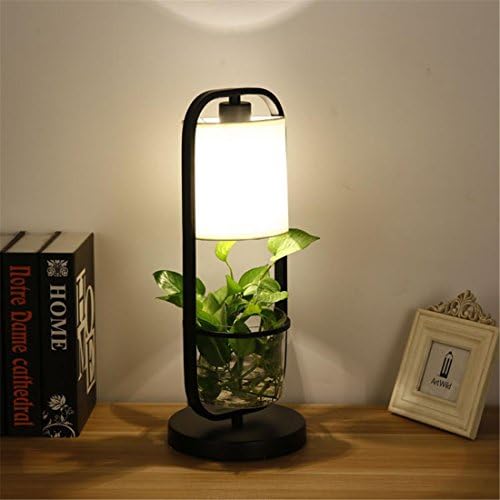Modern Green Plant Table Lamp, For E27 Bulb Hydroponic Grass Holder Desk lighting Bedroom living Room Decoration