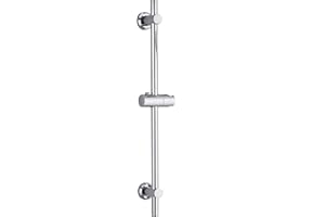 Keenware Chrome Shower Riser Rail with Push Button Adjustable Bracket; 700mm