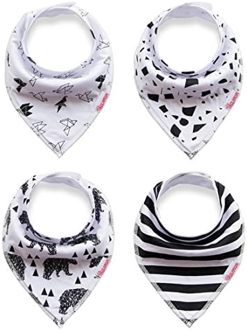 Kolamom Baby Bandana Drool Bibs 4 Pack Absorbent Cotton Gift for Boys, Bear Set