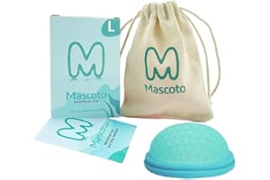 Mascoto® Disque menstruel nouvelle génération, coupe plate, silicone de qualité médicale, réutilisable, pétale mince et ultra confortable, alternative au tampon et tampon avec pochette de voyage
