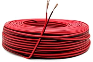 WOOLUCK 22AWG przewód elektryczny, 0,33 mm², ocynkowany drut miedziany, 2-żyłowy kabel PCW do pasków LED (30 m, czarny + 30 m czerwony)