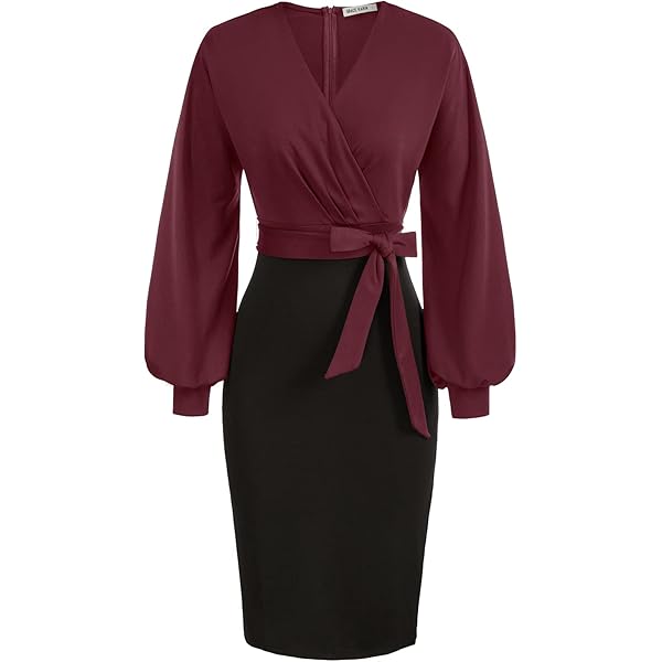 Vestito Elegante Donna Grace Karin Con Paillettes | Scollo A V E Manica Sbuffo | Vita Alta Con Cintura | Per Cerimonie E Serate - Foto 9