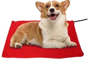 RIUTY Akozon Haustier Heizkissen, Katzen & Hund Heizmatte mit Timer, Heizmatte für Haustiere Hunde und Katzen Heizkissen Sicher und Wasserdicht Elektrisch Haustier Heizdecke für Hunde und Katzen (Rot)
