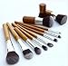 Partyqueen 11 Pcs Natural Bamboo Handles Super Soft Bristles Makeup Brush Set +free bag