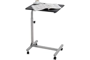 MEUBLE COSY Mesa Auxiliar para Ordenador Altura Ajustable Escritorio Laptop Móvil con 4 Ruedas Mesita de Noche para Cama y Sofá, Roble