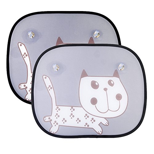 Children Window Shades - IntiPal 2 Pack Car Sun Shade - UV Rays Protection for Baby Infant Kid Child Pet(Cat)