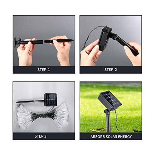LUCKYKS Solar Lichterkette 6M 30 LED mit Sensor Außen IP44 Regentropfen Dekorativ Beleuchtung für Neujahr, Hochzeit, Party, Fest im Zimmer, Garten, Baum, Terrasse (warm weiß) - 7