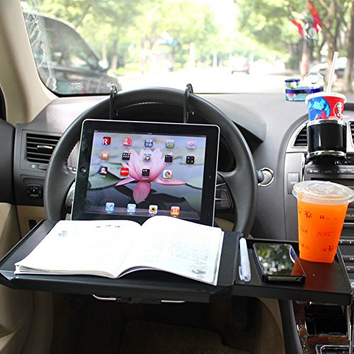 Saflyse 2016 Multifunktion Auto Laptop Klapptisch Tischhalterung Autohalter mit Schublade mit ipad positionsrasten für Auto Rücksitz Kopfstütze und Lenker (1pcs) - 2